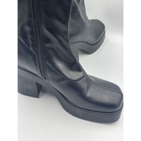 Steve Madden Katrina Boot Women 8.5M Black Square Toe Block Heel Platform Bootie - Picture 9 of 13